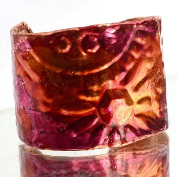 Colorful Copper Cuff Bracelet Boho Gift Trippy Festival Statement Spartan Gladia